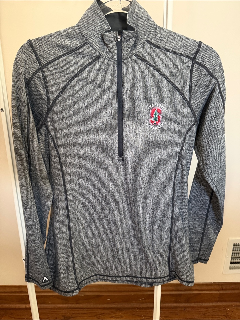 Stanford Gray Quarter-Zip Performance Pullover by Antigua - Sz Small